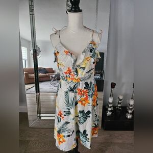 Karen Millen Tropical Floral Fit And Flair Dress Sz 12